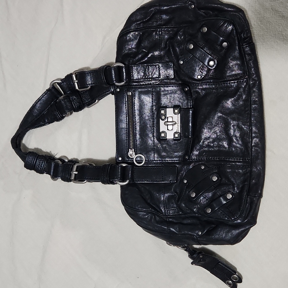 Juicy Couture Large Black Leather Shoulder Bag